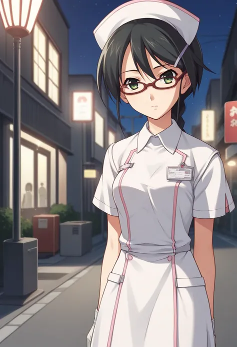 anime character in a white uniform standing in a street