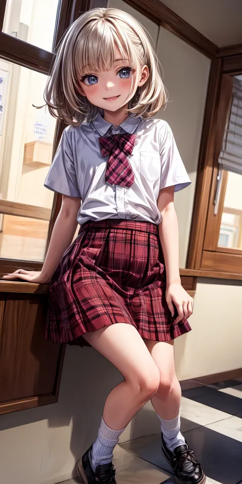 anime girl in a school uniform posing for a picture