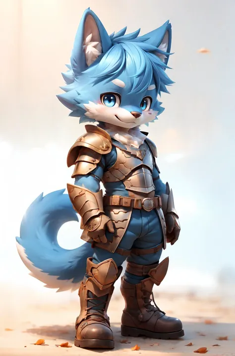 1boy,boy,solo,furry,kemono,pupils,bright_pupils,a tail,armored_boots,shoulder_armor,