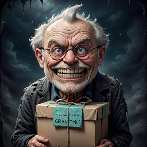 macabre style grunge style Whimsical and Playful, (masterpiece, best quality, hires, high resolution:1.2),A caricature-style ill...