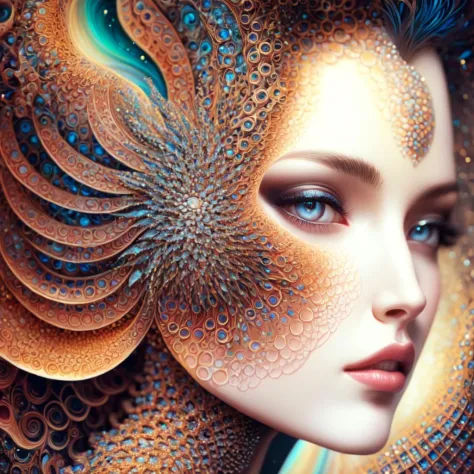 photo (FractalWoman style:1) a close up of a painting of a woman's face <lora:djzFractalWomanV21:1>