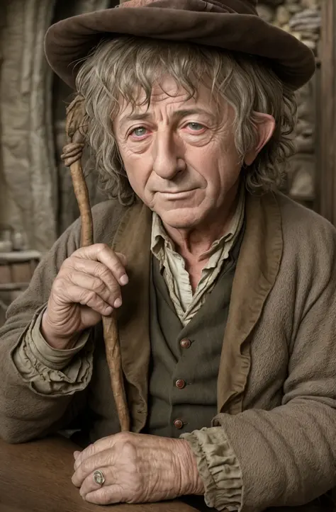 dustin hoffman as a real-life version of (Bilbo Baggins \(The Hobbitt; The Lord of the Rings\):1.2), by Yousef Khanfar ultra realistic highly detailed intricate photorealistic photograph