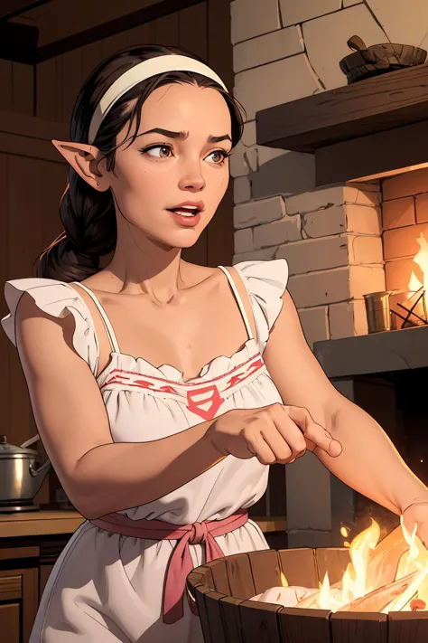 anime girl in a kitchen cooking a bowl of food