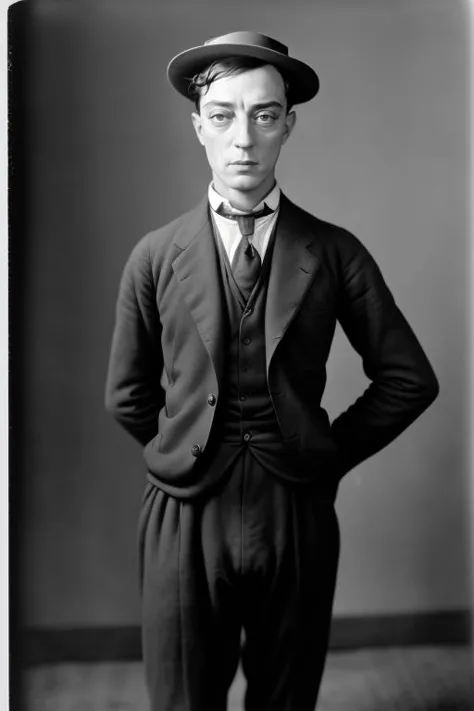 a black and white photo of a man in a suit and hat