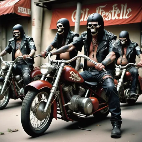 war, famine, pestilence, and death as a motorcycle gang