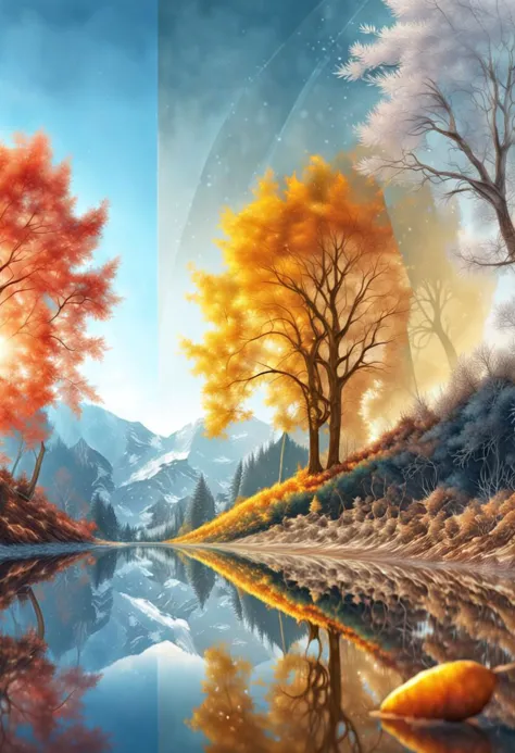 winter, spring, summer, autumn. double exposure,
ultra-sharp detail, ultra HD, realistic, bright colors, softness and magic of transitions, highly detailed drawing in UHD format, perfect composition of double exposure, beautiful detailed complex insanely detailed octane rendering in trend on artstation, 24k