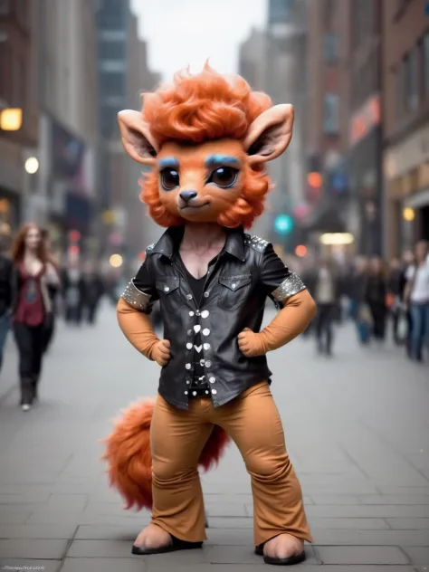 humanoid vulpix man dressed as a rock star