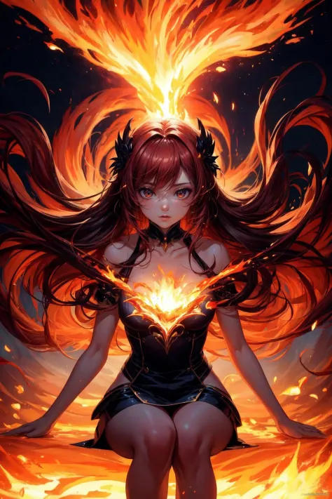 Phoenix anime girl hd realistic on Craiyon