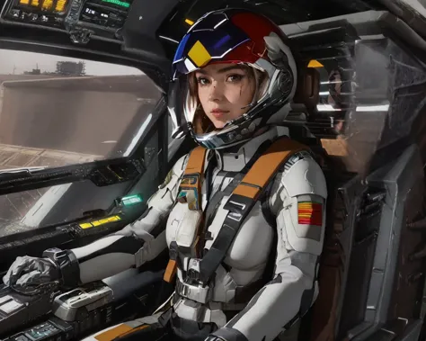 best quality,masterpiece,highly detailed,ultra-detailed,1girl,
pilot suit   ( in Mscockpit,cockpit  :1.3) pilot helmet,   <lora:...