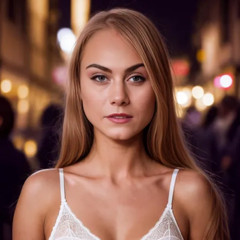 woman looking into the camera, at night, dark, wide angle, crowded street, blurry background, portrait, serious
lingerie <lora:N...