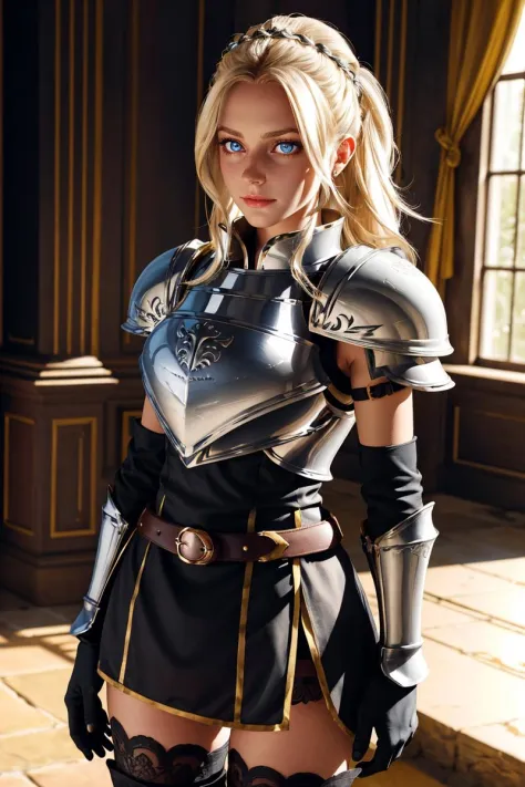 professional photo of charlottems, gloves,  armor,  shoulder armor, pauldrons, breastplate, thighhighs, zettai ryouiki,
detailed...