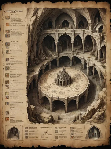 a large poster of a large circular structure with a lot of people