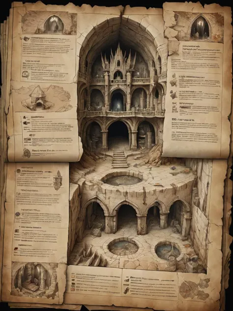 a close up of a book with a picture of a castle inside