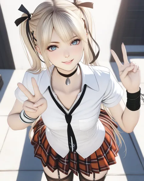 <lora:MarieRose_AnimagineXLV3-000050:0.8> marie rose, 1girl, small breasts,
black choker, white shirt, necktie, plaid skirt, wri...