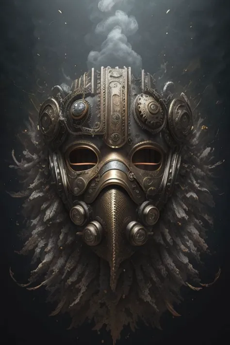 a steampunk mask with steam coming out of it