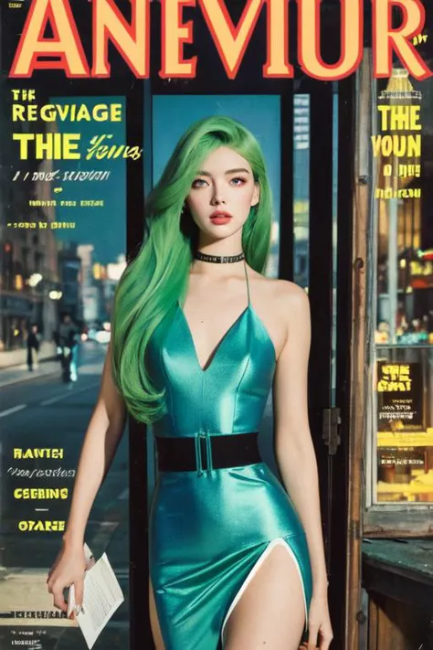 an image of a woman with green hair on the cover of an issue