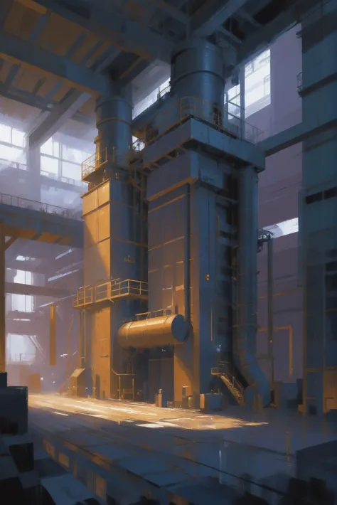 digital painting, atmospheric processing plant \(room\) <lora:envystarlightdigitalpainting02:1>