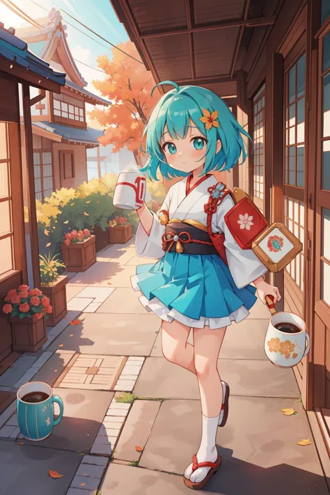 1girl, (stylized by Jan Urschel:1.1) , detailed Redshift render, hyper detailed, full body shot of a Shinto ([Celestial body:Mug:3]:1.3) , it is very Heavenly and Discouraged, it is made from Cosmic inflation, it is with Teal images, from inside of a Disgusting Petra, autumn city street with Roses, at Sunrise, deep focus, detailed, masterpiece, Dark and Gritty, Funk Art, Sunlight, F/5, Saturated, vibrant, glittering, 4K, trending on CGSociety