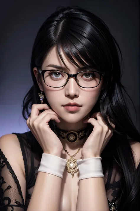 1girl,bayonetta2,portrait，glasses