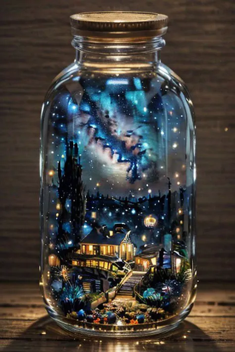 starry night in a glass bottle
