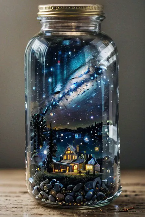 starry night in a glass bottle