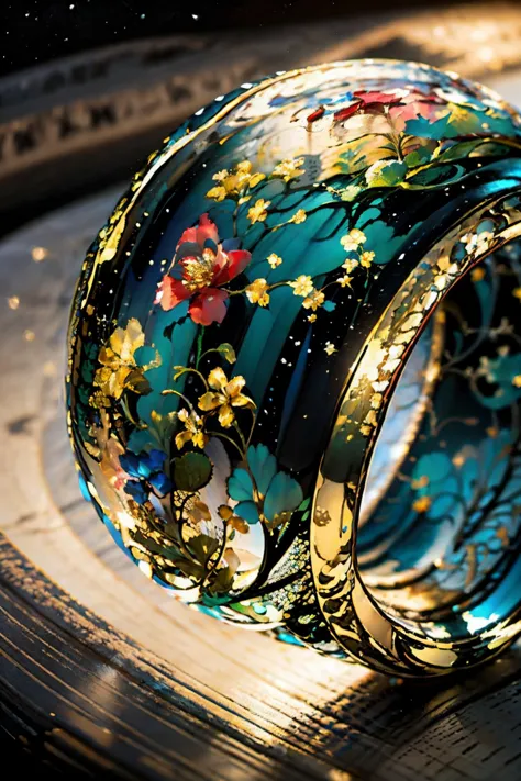 there is a close up of a colorful bracelet on a table