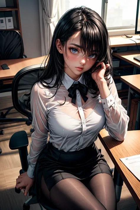 there is a woman sitting at a desk with a computer