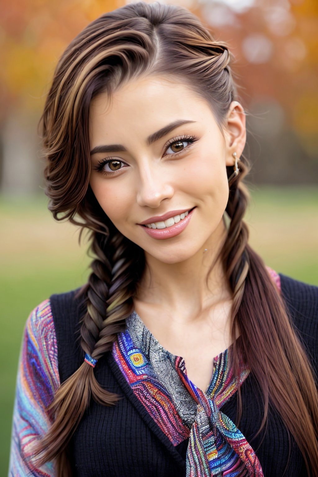 A close up of a woman with a braid in her hair - SeaArt AI