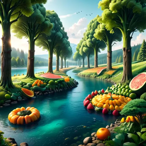 a close up of a river with lots of fruit in it