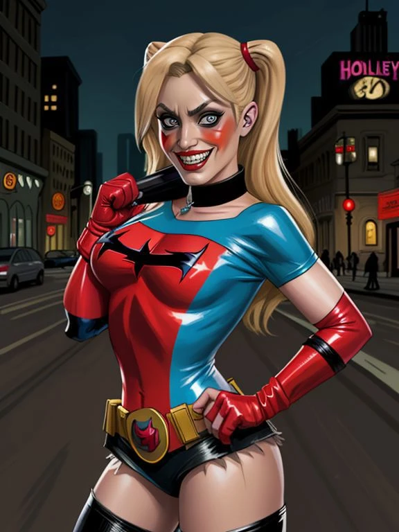 sfw Angela Sommers harley quinn cosplay fighting crime on