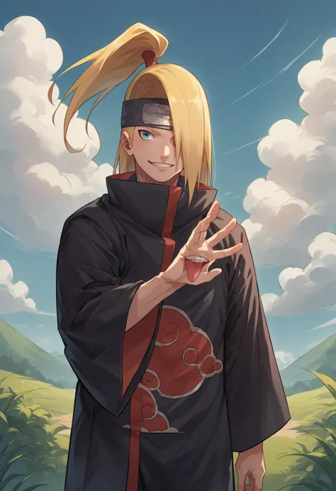 a man with blonde hair and a black robe holding a red heart