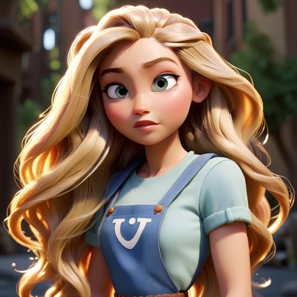 A close up of a cartoon character with long blonde hair - SeaArt AI