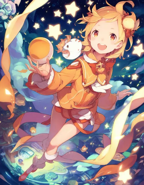 a girl in a yellow jacket holding a white cat and a yellow cat