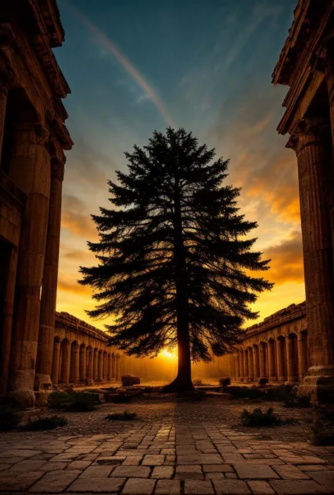 ((KODAK digital color))((Ancient sugar pine tree in Holy of holies))Photo Masterpiece 8k wallpaper((inner sanctuary 
temple of  ...