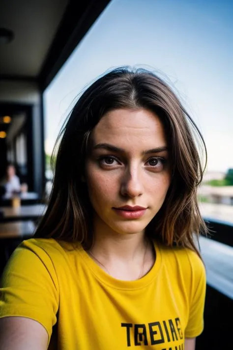 (that is capturing the moment of a happy 21 years old (DEN_emspokess_SG:0.70)) (with extremely detailed skin and round eyes with extremely detailed pupils and irises and brown hair) (wearing a yellow tshirt in a thoroughfare) (and taking a selfie while looking into the camera) (in eatery with a clear blue sky at noon) (candid poorly lit poorly exposed poorly composed low-quality vacation closeup photo in phst artstyle) (with natural lighting and dynamic angles) (that has been poorly shot with a iphone 6 nokia 6600 cell phone camera) by an amateur storm thorgerson) (and uploaded to facebook on 17.05.2012), abcdefghijklmnopqrstuvwxyz, asquint <lora:more_details:0.65> <lora:speedy1p5:1>