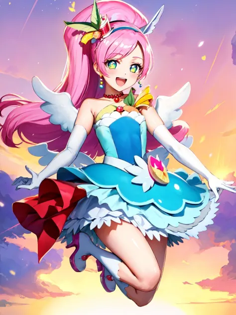 a cartoon image of a girl in a dress with wings