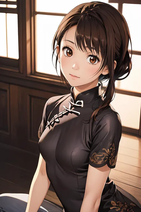 8k high quality detailed,highres,anime,comic,detailed image,
(an illustration of a teenage girl posing,(an illustration of girl,teenage girl)),(magazine_illustration),
(,aakosaki,1girl,brown hair,pony-tail,sidelocks,brown eyes,small breasts),((Evil Smile):0.8),detailed_face,
((Sitting, one hand on the chin, looking contemplative,):0.8),
((,XCYP Cheongsam beauties):0.85),(,realistic clothing texture,realistic_skin_texture),<lora:onodera_kosaki_v2:0.65>,<lora:20240221-1708525432688:0.6>,<lora:more_details:0.2>