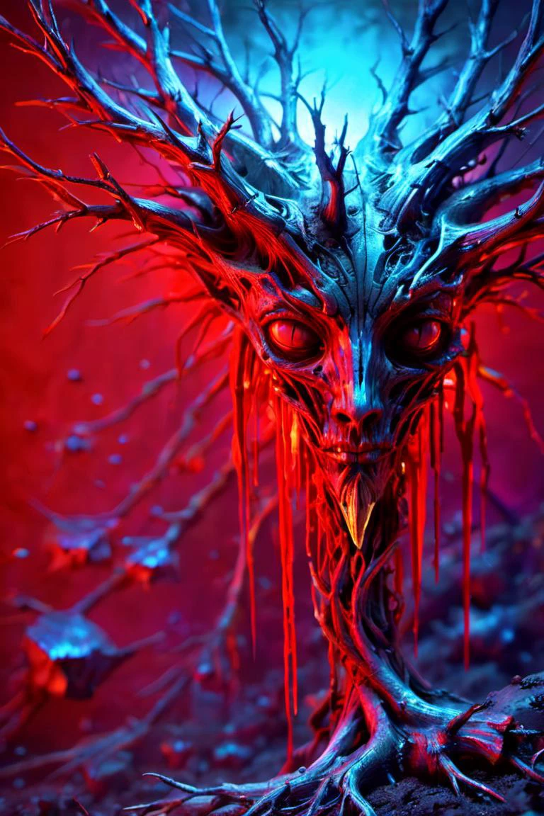 bleeding roots , intricate art, fantasy style ral-bismut, subsurface scattering, ultra hd, 4k, high def, Photorealistic, Hyperrealistic, Hyper detailed, analog style, realistic, masterpiece, best quality, ultra realistic, 8k, Intricate, High Detail, film photography, soft lighting,  heavy shadow