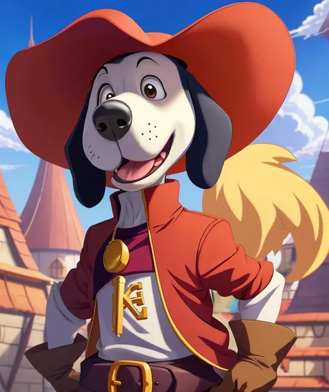 anime artwork , cartoon style,  <lora:quiron_Dogtanian_v3_Lora:0.77> dogtanianquiron, dogtanian, 1boy, gloves, red hat, magical, fantastical, enchanting, solo,  paw pose, . anime style, key visual, vibrant, studio anime, highly detailed