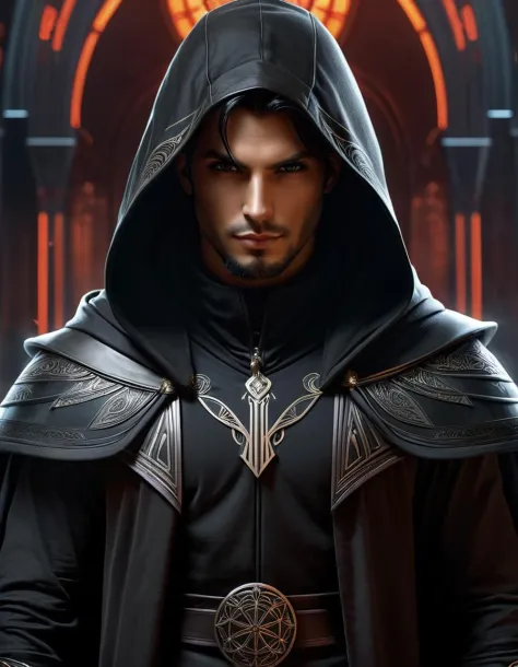 Hyperrealistic art  <lora:FF-Midj-Rise-v0564:1.19> image of a man in a hooded jacket and hoodie, corvo attano, noble elf male in...