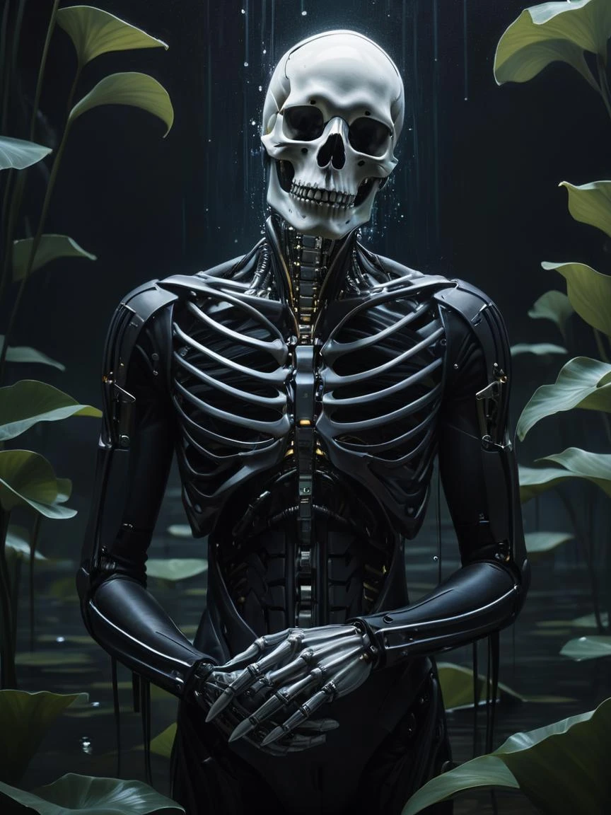 La película cinematográfica todavía arafed hombre con un esqueleto como cuerpo y una mano en su mano derecha, detailed portrait of a cíborg, retrato de un esqueleto cibernético, Estilo de Dragan Bibin, venas fractales. cíborg, por ruan jia y stanley artgerm, portrait of a cíborg, intrincado transhumano, agrietado. biomechanical cíborg, Pintura esqueleto cyberpunk de un pato y sus patitos en un estanque de nenúfares, high quality pintura al óleo, Hermosa pintura of friends, classical pintura al óleo, beautiful pintura al óleo on canvas, pintura al óleo. alta definición, Ilustración de un pato, beautiful intricate pintura al óleo, beautiful art ualta definición 4 k, Hermosa pintura, beautiful pintura al óleo, patos, Pintura de salpicaduras de agua . poca profundidad de campo, viñeta, muy detallado, alto presupuesto, bokeh, cinemascope, malhumorado, épico, espléndido, grano de la película, granoso