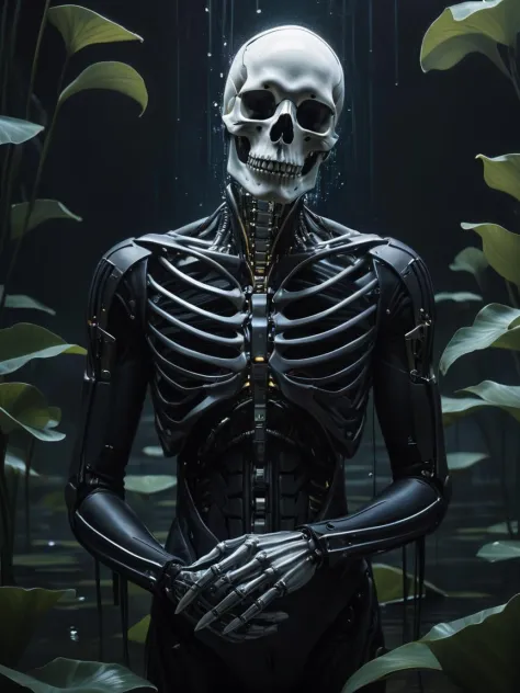 film cinématographique toujours masculin avec un corps squelettique et une main dans la main droite, detailed portrait d&#39;un cyborg, portrait d&#39;un cyber squelette, style de bibin dragan, veines fractales. cyborg, par Ruan Jia et Stanley Artgerm, portrait d&#39;un cyborg, transhumain complexe, fissuré. cyborg biomécanique, peinture squelette cyberpunk d&#39;un canard et de ses canetons dans un étang de nénuphars, high quality peinture à l&#39;huile, Belle peinture of friends, classical peinture à l&#39;huile, beautiful peinture à l&#39;huile on canvas, peinture à l&#39;huile. HD, illustration d&#39;un canard, beautiful intricate peinture à l&#39;huile, beautiful art uHD 4 k, Belle peinture, beautiful peinture à l&#39;huile, canards, peinture d&#39;éclaboussures d&#39;eau . Faible profondeur de champ, vignette, très détaillé, budget élevé, bokeh, cinémascope, lunatique, épique, magnifique, grain de film, granuleux