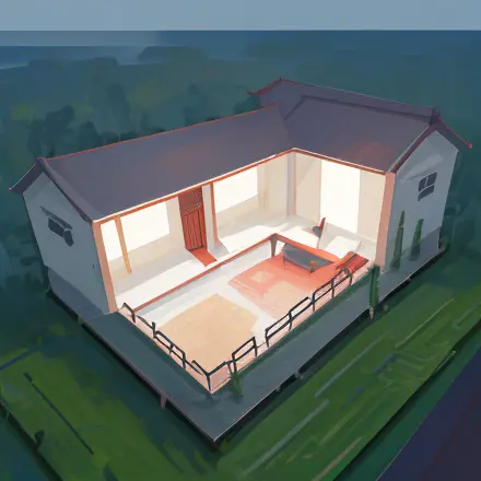 a house  ,baijingtu,simple background,prospect,top view