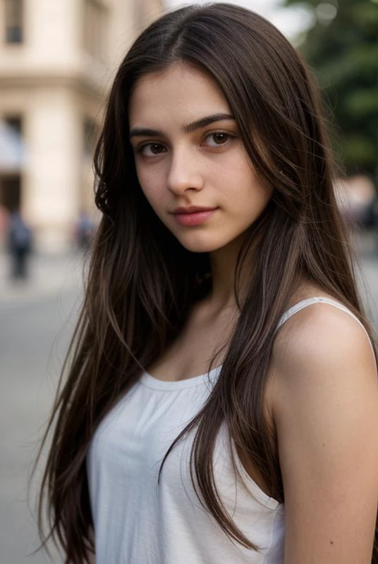 professional, masterpiece, 8k, hyperrealistic portrait of a 19yo cute latin girl, long hair, (looking shy:1.3), detailed face, detailed skin, photography, hq, photorealistic,