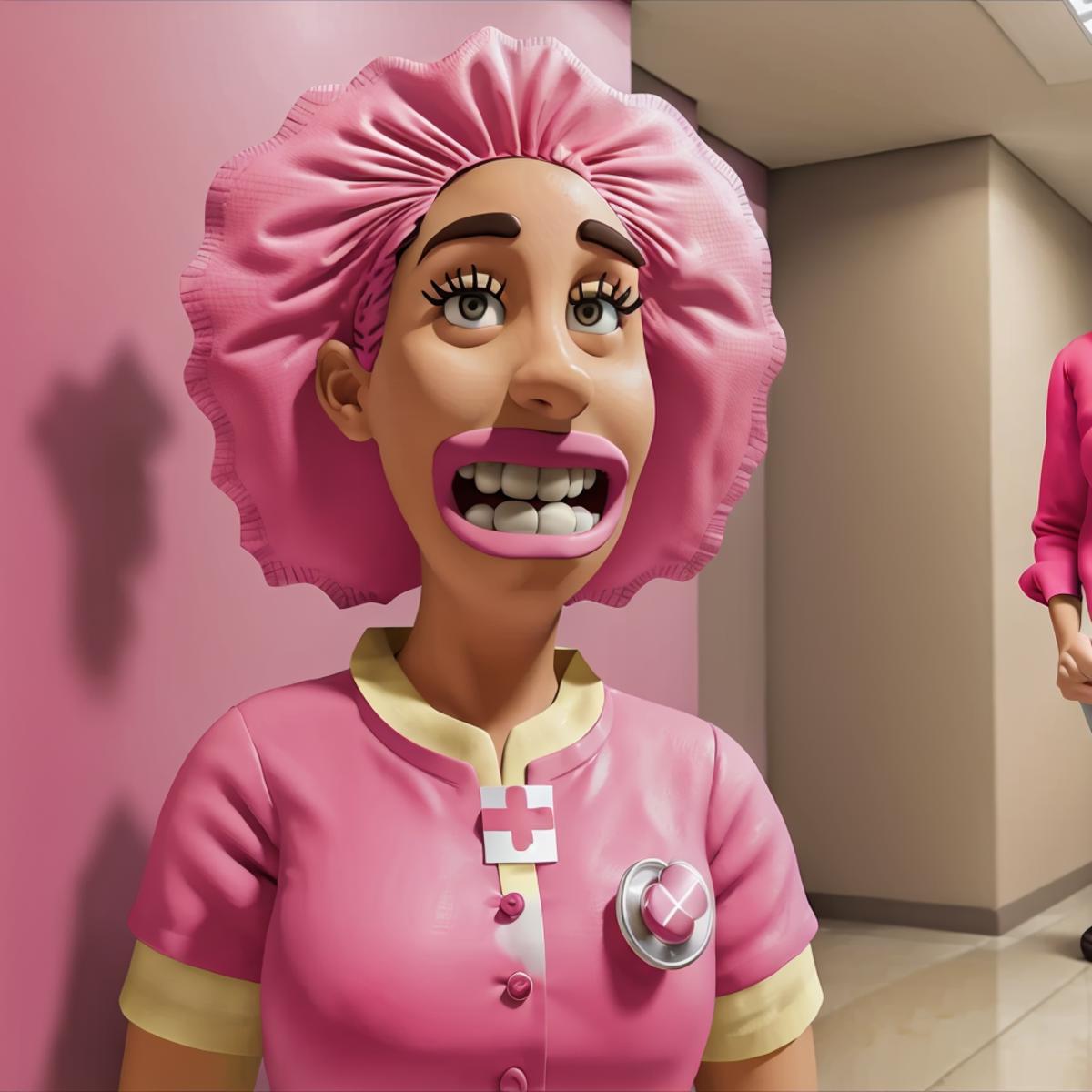 A close up of a person in a pink outfit with a pink wig - SeaArt AI