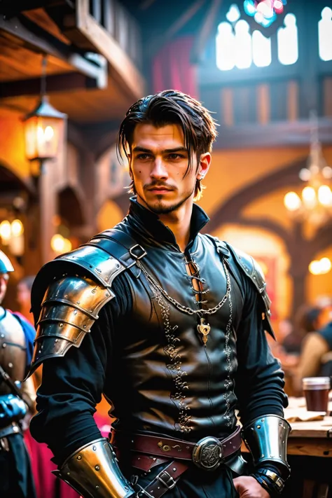 photograph, cinematic color grading, cyberpunk, <lora:EnvySendNoodzXL01:0>1boy, man, ruggedly handsome, warmly lit interior, in a Messy Renaissance fair marketplace<lora:EnvyBetterHiresFixXL01:0:hr=1><lora:EnvyGothicXL01:1>