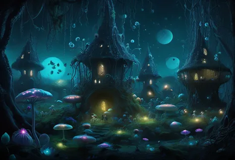 a picture taken from a video game of a fantasy forest with mushrooms and mushrooms