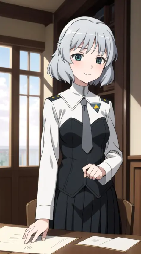 masterpiece, best quality,
sanya v. litvyak, 1girl, uniform, smile,
close-up, indoors,
<lora:strike-witches-501st-sanya-v-litvyak:0.8>