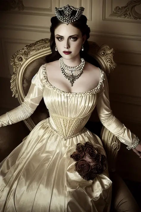 A stunning color portrait photograph of a beautiful woman Style-Princess:0.3 in a victorian era castle, a crown on her head, highly detailed  <lora:gothicNoir_gothicNoir:0.7>