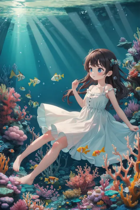 masterpiece,best quality,1girl,underwater,landscape,sundress